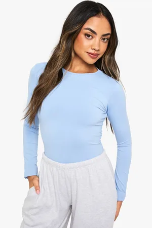 Boohoo Womens Soft Slinky Long Sleeve Crew Neck One Piece - - 6