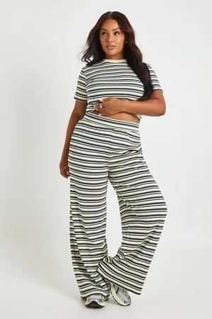 Boohoo Womens Plus Stripe Straight Leg Trouser - - 14