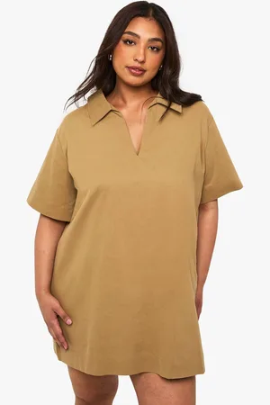 Boohoo Womens Plus Collared Twill Shift Dress - - 16