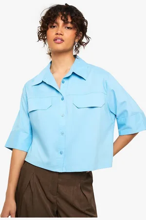 Boohoo Womens Cotton Crop Shirt - - 10
