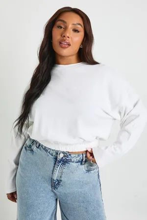 Boohoo Womens Plus Elasticated Waist Boxy Long Sleeve T-Shirt - - 22