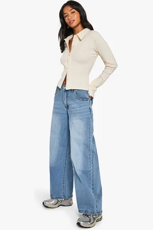 Boohoo Womens Petite Basic Wide Leg Jean - - 14/28L