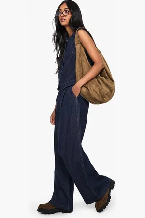 Boohoo Womens High Waist Pleated Wide Leg Jeans - - 6