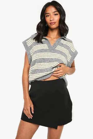 Boohoo Womens Petite Tailored Wrap Front Mini Skort - - 6