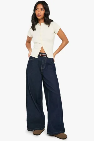 Boohoo Womens Petite Basic Super Wide Leg Jean - - 10/28L