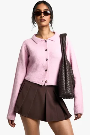 Boohoo Womens Collared Button Through Knit Cardigan - - M