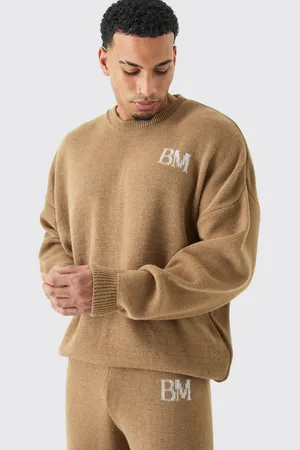 Boohoo Mens Oversized Drop Shoulder Branded Sweater