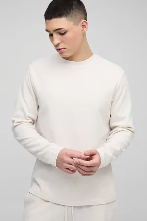 Boohoo Mens Regular Fit Man Embroidered Long Sleeve Waffle T-Shirt