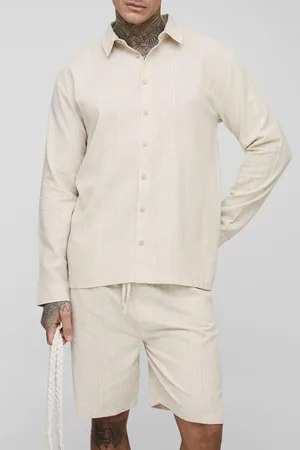 Boohoo Mens Tall Linen Oversized Relaxed Fit Shirt & Short Set