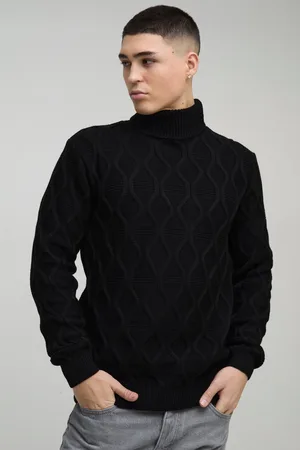 Boohoo Mens Regular Cable Knit Roll Neck Knitted Sweater