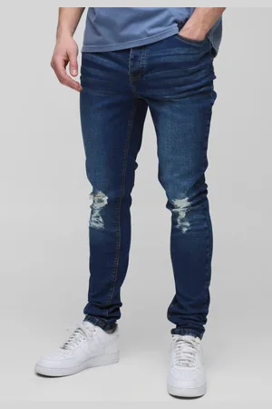 Boohoo Mens Tall Skinny Ripped Stretch Jeans