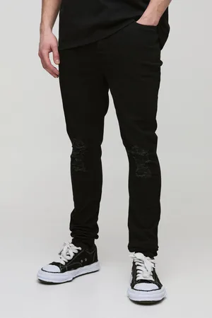 Boohoo Mens Tall Skinny Ripped Stretch Jeans