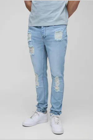 Boohoo Mens Tall Skinny Ripped Stretch Jeans