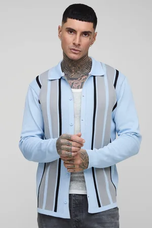 Boohoo Mens Tall Stripe Knit Regular Fit Cardigan