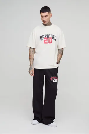 Boohoo Mens Tall Official 20 Print T-shirt and Wide Leg Sweatpants Set