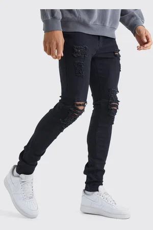 Boohoo Mens Tall Skinny Jeans With All Over Rips