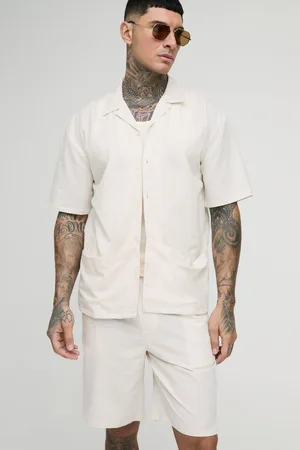 Boohoo Mens Tall Oversized Linen Deep Pocket Shirt & Short Set