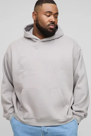 Boohoo Mens Plus Oversized Boxy Official Contrast Stitch Hoodie