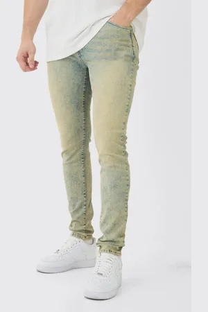 Boohoo Mens Tall Skinny Stretch Tinted Jeans Bleach Wash