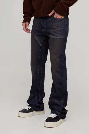 Boohoo Mens Slim Rigid Flared Carpenter Washed Jeans