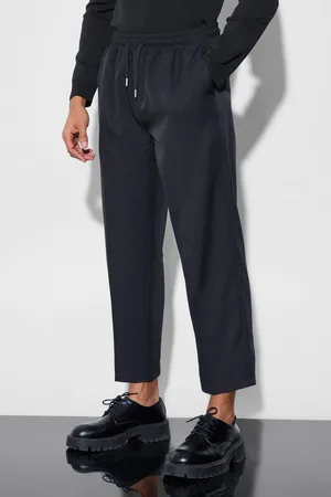 Boohoo Mens Drawcord Cropped Slim Fit Tailored Pants