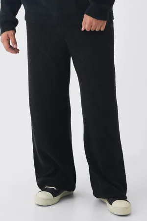 Boohoo Mens Plus Fluffy Knit Relaxed Fit Sweatpants
