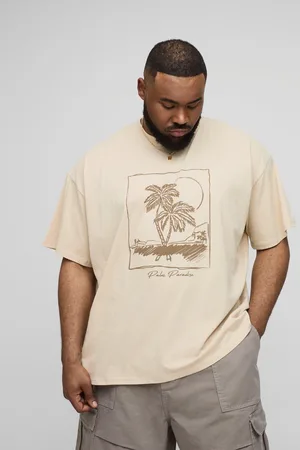 Boohoo Mens Plus Oversized Palm Paradise Print T-Shirt