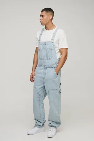 Boohoo Mens Relaxed Fit Washed Carpenter Dungarees