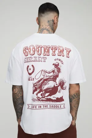 Boohoo Mens Tall Oversized Western Print T-Shirt