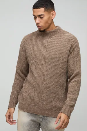 Boohoo Mens Relaxed Fit Boucle Funnel Neck Knitted Sweater