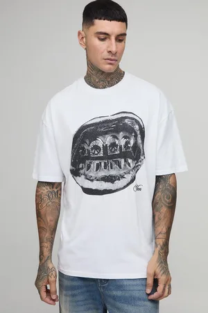 Boohoo Mens Tall Oversized Foil Print Lips Print T-Shirt
