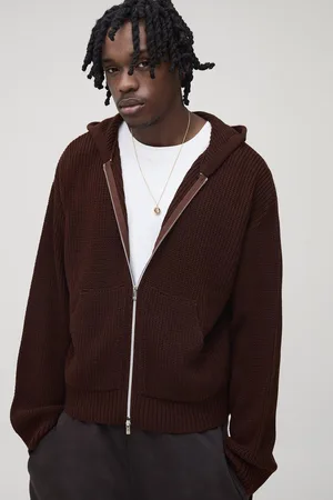 Boohoo Mens Tall Boxy Fit Ribbed Knitted Hoodie
