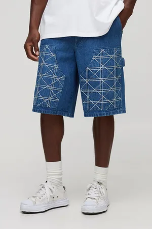 Boohoo Mens Regular Fit Carpenter Contrast Stitch Denim Jorts