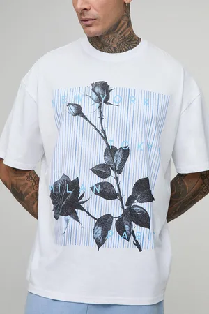 Boohoo Mens Tall Oversized Location Floral Print Abstract T-Shirt