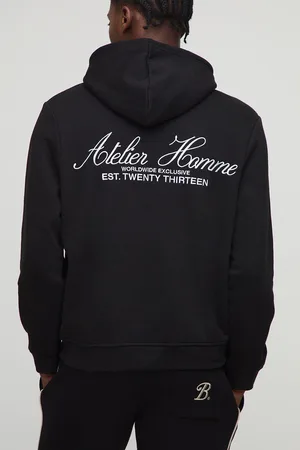 Boohoo Mens Regular Homme Embroidered Hoodie