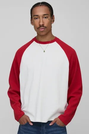 Boohoo Mens Oversized Boxy Heavyweight Waffle Raglan Long Sleeve T-shirt