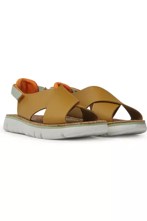 Camper Women Leather Sandals - Oruga - Sandals For Women - , Size 5, Smooth Leather/Cotton Fabric