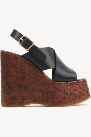 Chloé Maxime wedge sandal Size 6 100% Calf-skin leather