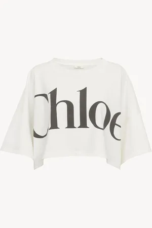 Chloé Cropped boxy logo T-shirt in cotton jersey Size XL 100% Cotton