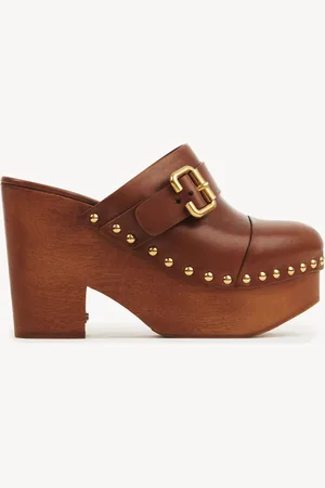 Chloé Jeannette wedge clog Size 10 100% Calf-skin leather, Pterocarpus soyauxii, farmed, COO Cameroon