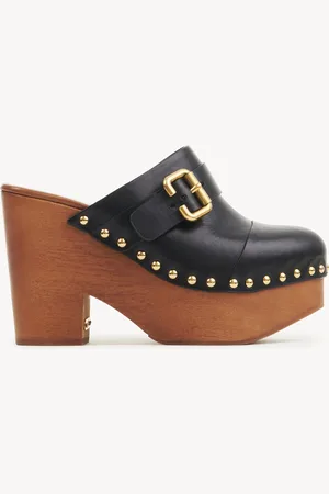 Chloé Jeannette wedge clog Size 9 100% Calf-skin leather, Pterocarpus soyauxii, farmed, COO Cameroon