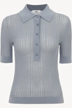 Chloé Fitted polo shirt in wool knit Size XS 100% Wool