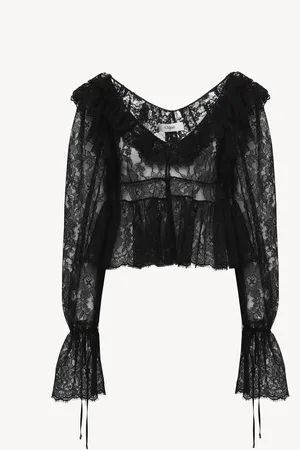 Chloé V-neck cropped top in lace Size 4 60% Cotton, 40% Polyamide
