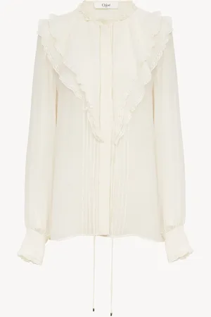Chloé Ruffled blouse in silk georgette Size 8 100% Silk, Pinctada Maxima, Farmed, COO Australia