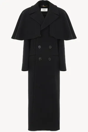 Chloé Long coat in double-face wool with cape Size 6 100% Wool, Horn Bubalus Bubalis, Farmed, COO India