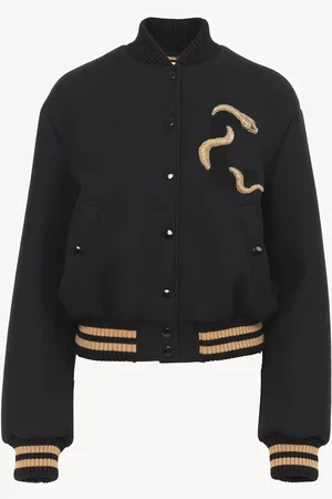 Chloé Embroidered bomber jacket in wool drill Size 4 100% Wool