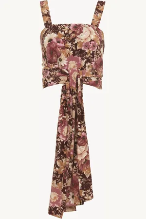 Chloé Cropped front-tie tank top in crêpe de chine Size M 100% Silk