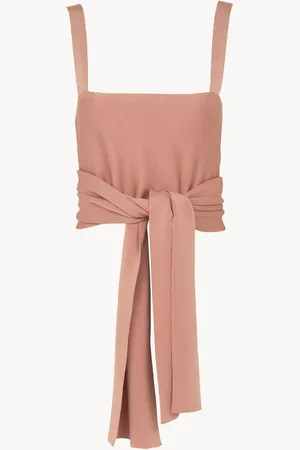 Chloé Cropped front-tie tank top in shiny viscose knit Size L 88% Viscose, 9% Polyamide, 3% Elastane