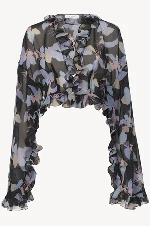 Chloé Cropped V-neck top in silk georgette Size 8 100% Silk