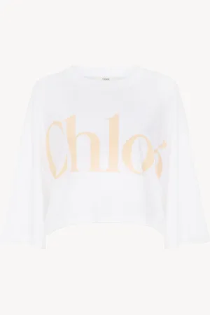 Chloé Oversized cropped logo T-shirt in cotton jersey Size L 100% Cotton
